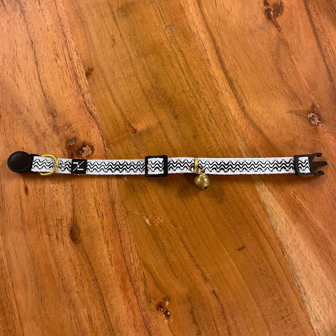 Hemp Cat Collar- Black Wave