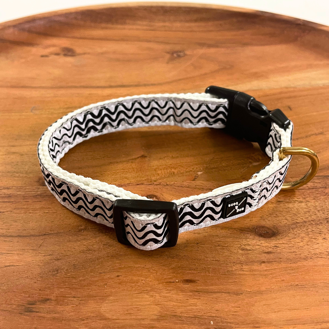 Hemp Cat Collar- Black Wave