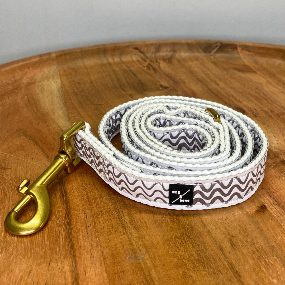 Hemp Dog Lead - Mocha Wave Print