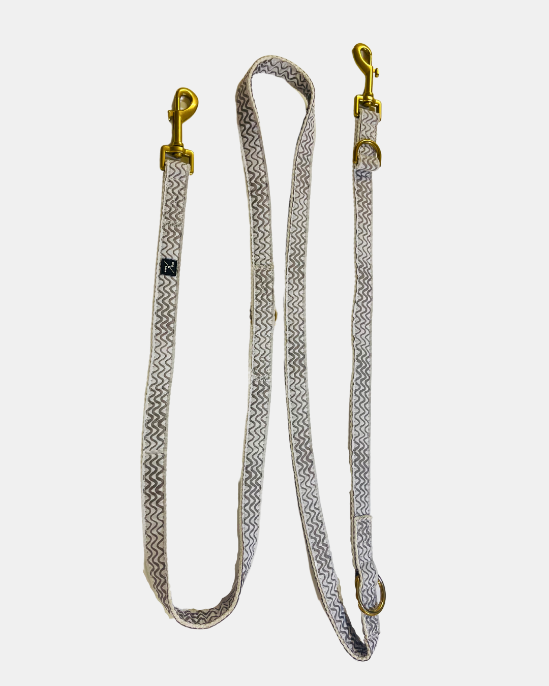 Hemp Dog Lead - Multi Function with Leather & Brass Fittings  - Mocha Wave