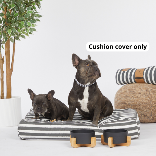 Cushion Bed COVER - Charcoal Hampton Stripe