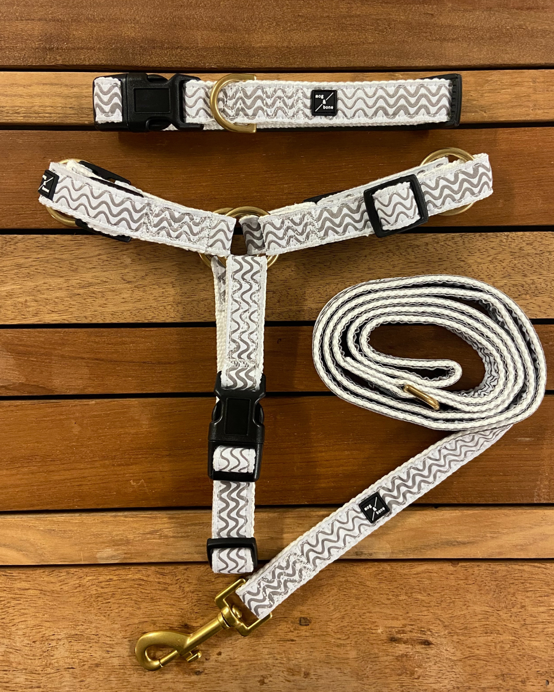 Hemp Dog Lead - Mocha Wave Print