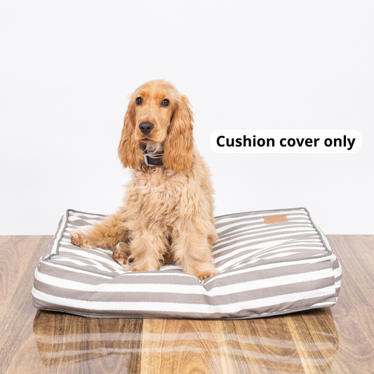 Cushion Bed COVER - Latte Hampton Stripe