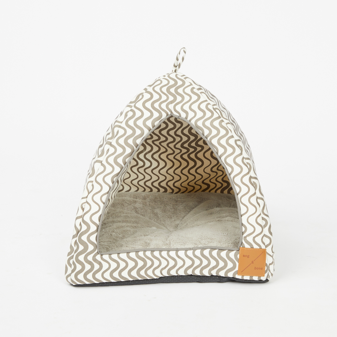 Cat Igloo - Mocha Wave Print