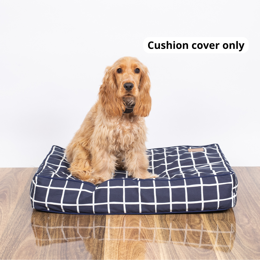 Cushion Bed COVER - Navy Check