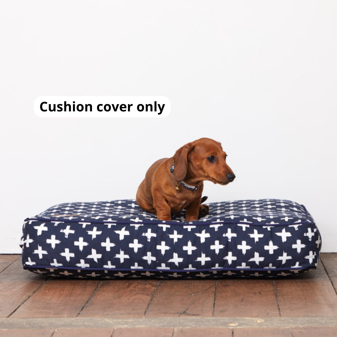 Cushion Bed COVER - Navy Cross Print