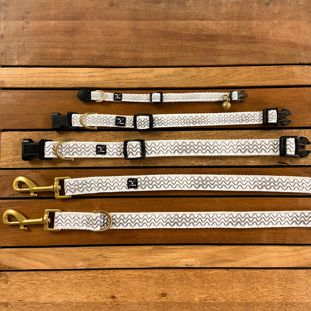 Hemp Dog Lead - Multi Function with Leather & Brass Fittings - Mocha Wave