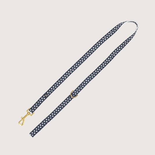 Hemp Dog Lead - Navy Cross Print