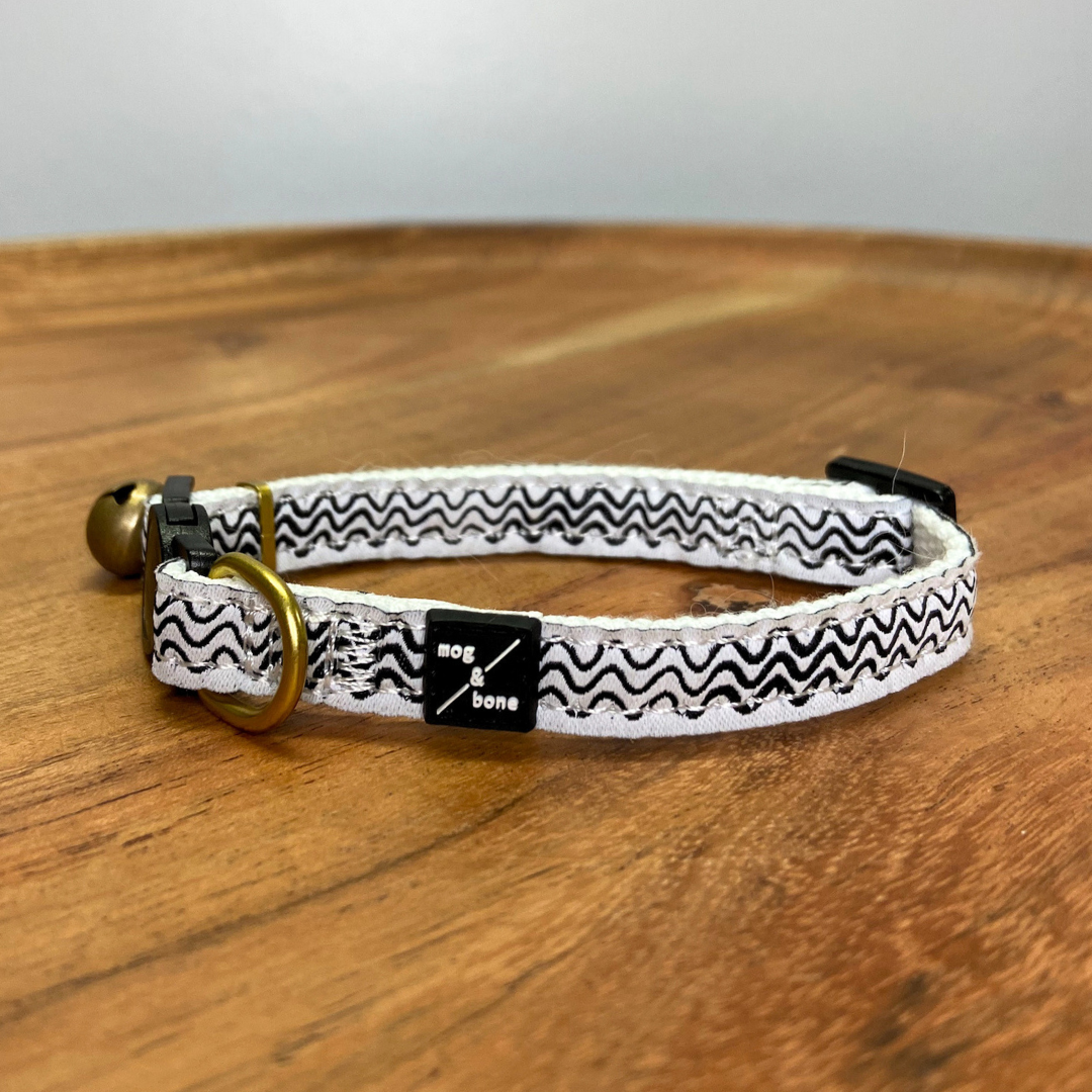 Hemp Cat Collar- Black Wave
