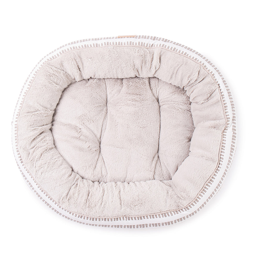 4 Seasons Reversible Circular Dog Bed - Latte Mosaic / L
