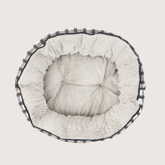 Cat Bed - Reversible - Cocoa/ Black Plaid Print