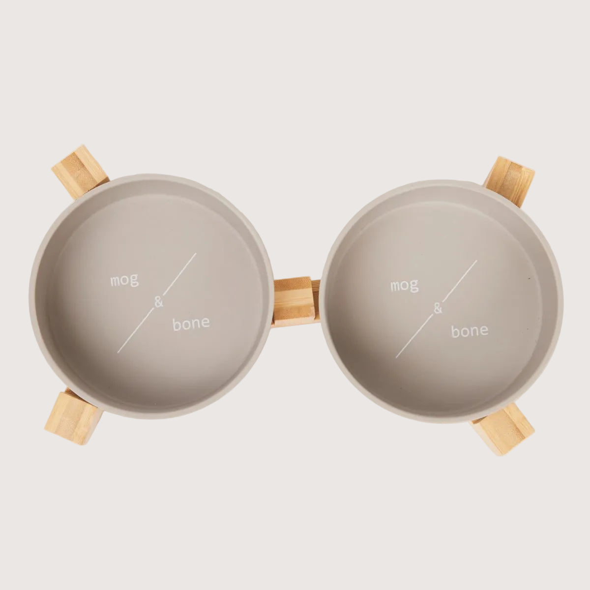 Bamboo Cat Bowl - Double with Stand - Mocha