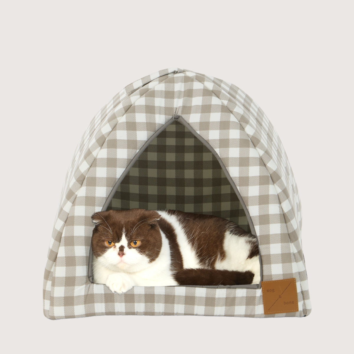 Cat Igloo - Mocha Gingham Print