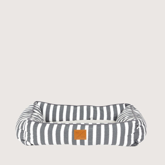 Mog & Bone Pet Products Bolster Dog Bed - Charcoal Hampton Stripe