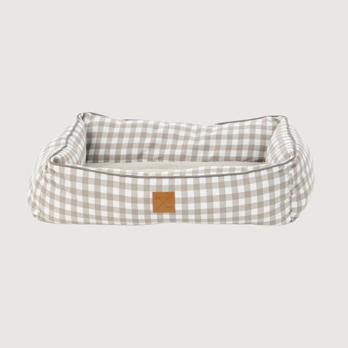 Bolster Dog Bed - Mocha Gingham Print