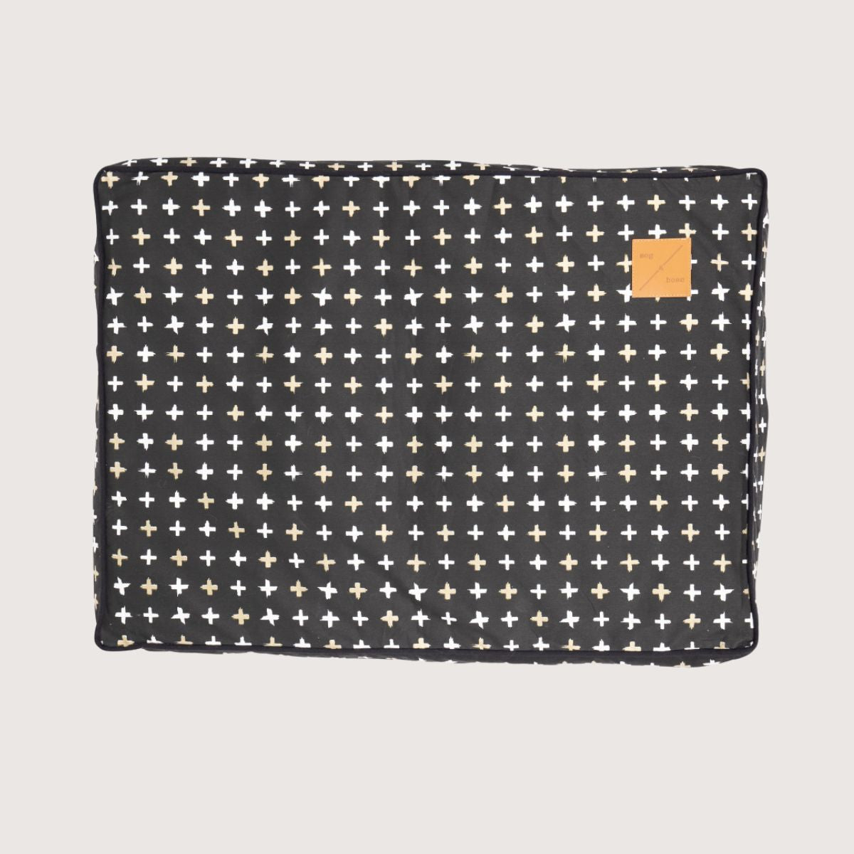 Cushion Bed COVER - Black Metallic Cross Print