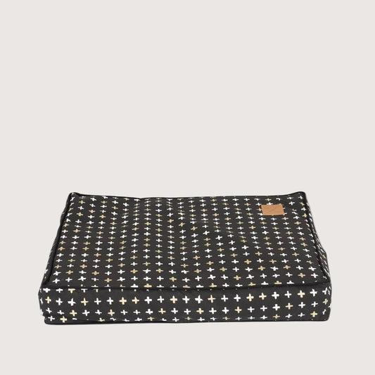 Cushion Bed COVER - Black Metallic Cross Print