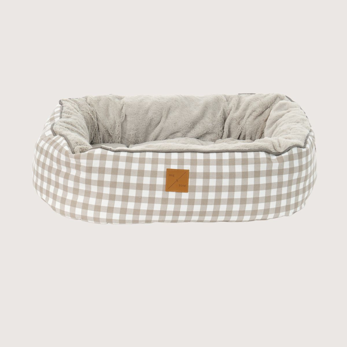 4 Seasons Reversible Circular Dog Bed - Mocha Gingham Print