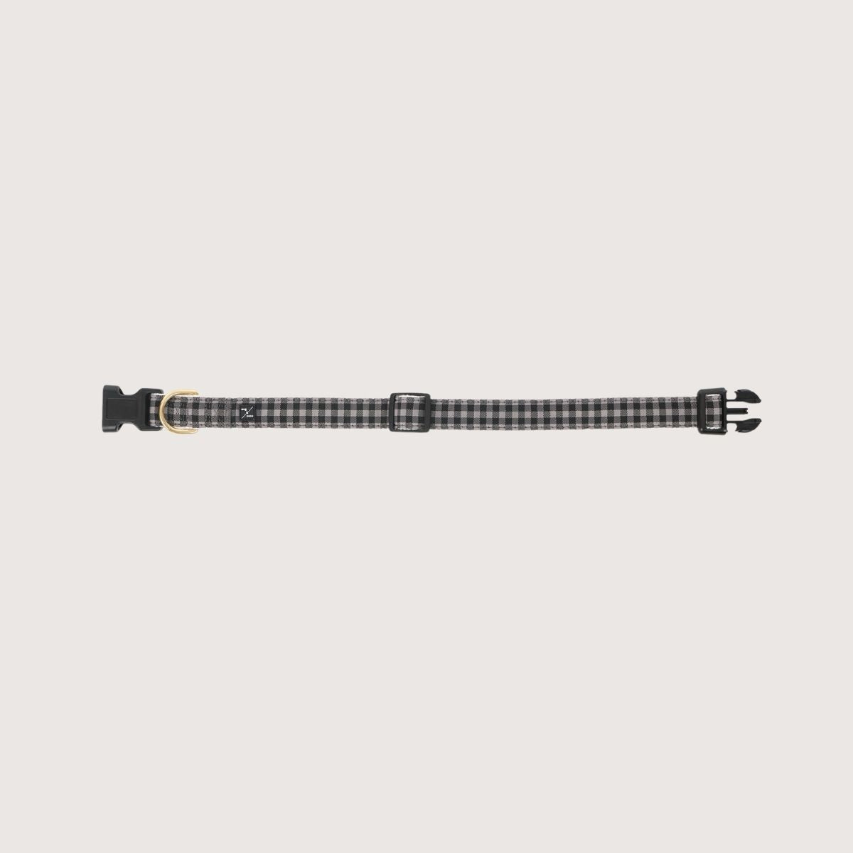 Hemp Dog Collar - Mocha/ Black Gingham Print