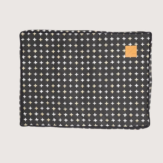 Mog and Bone Classic Cushion Dog Bed - Black Metallic Cross Print