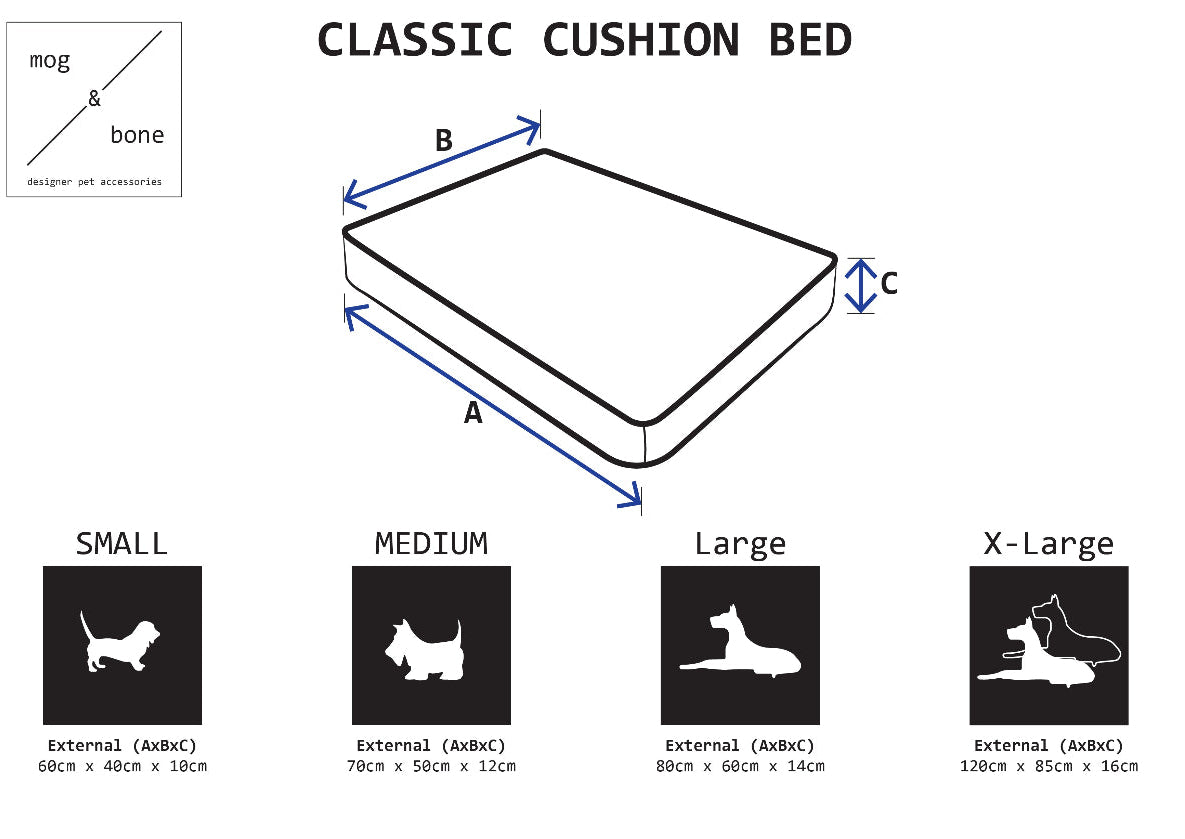 Cushion Dog Bed - Grey Gingham Print