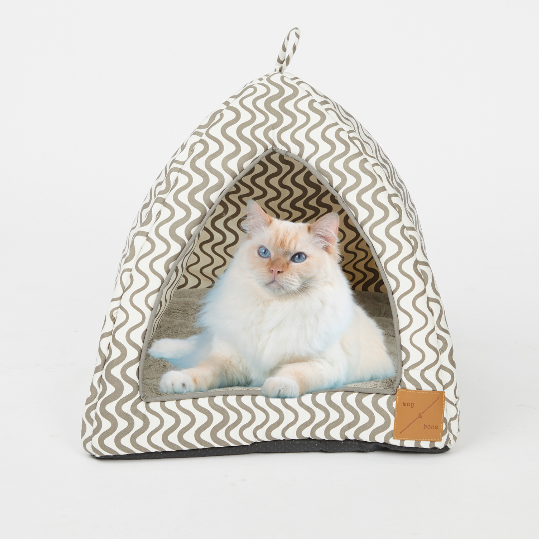 Cat Igloo - Mocha Wave Print