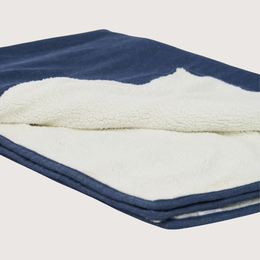 Pet Blanket with Fleece - Blue Denim
