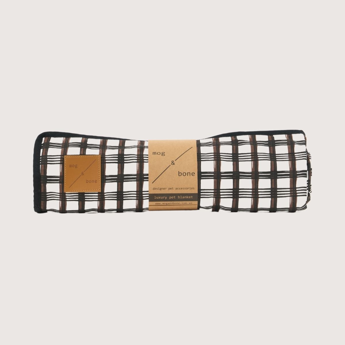 Pet Blanket with Fleece - Cocoa/ Black Plaid Print