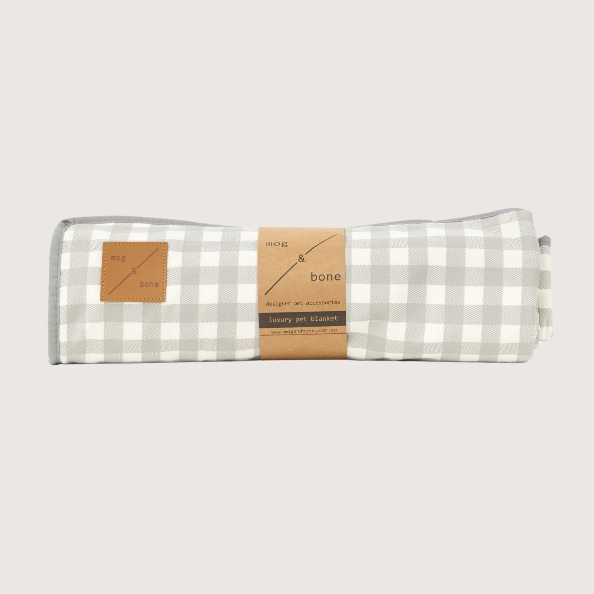 Pet Blanket with Fleece - Grey Gingham Print