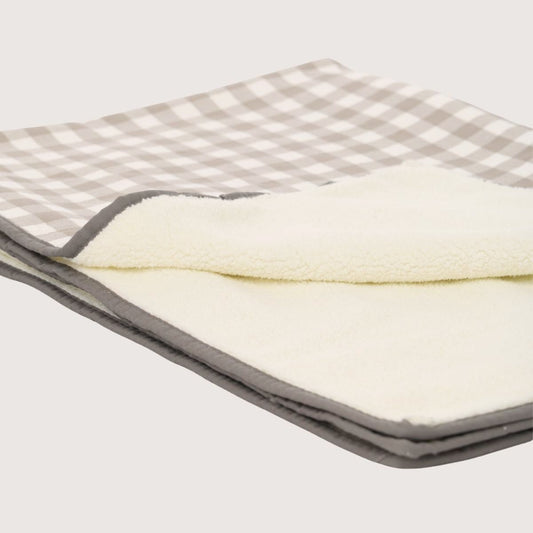Pet Blanket with Fleece - Mocha Gingham Print