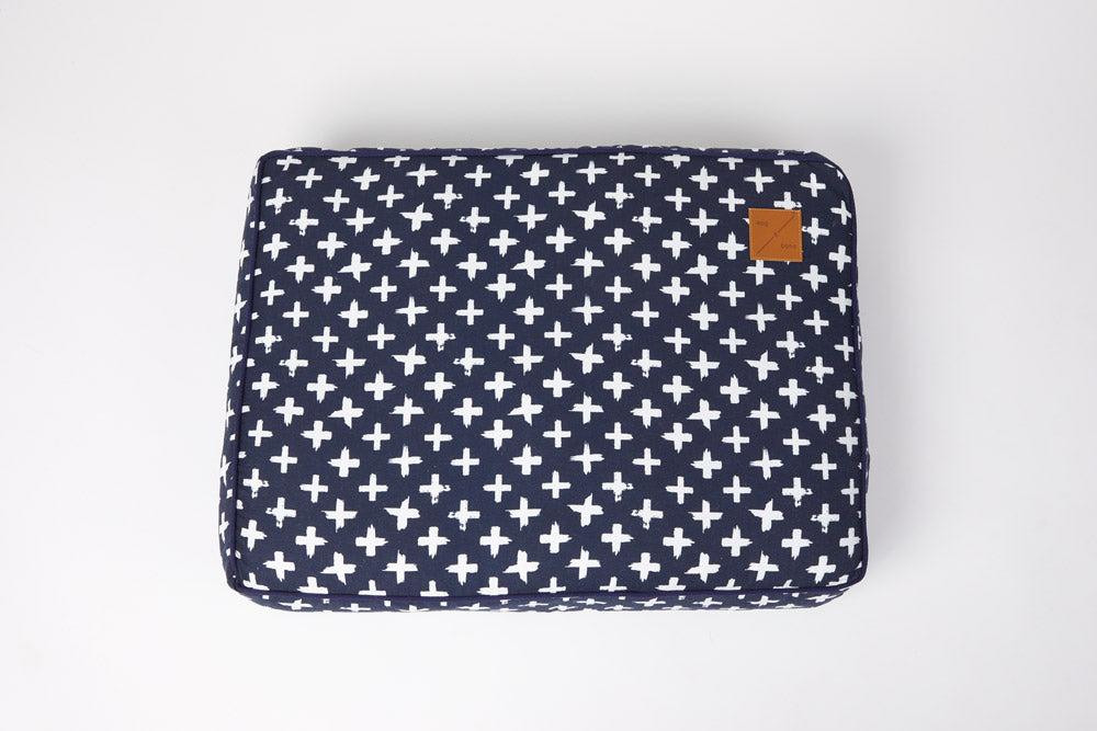 Cushion Dog Bed - Navy Cross Print