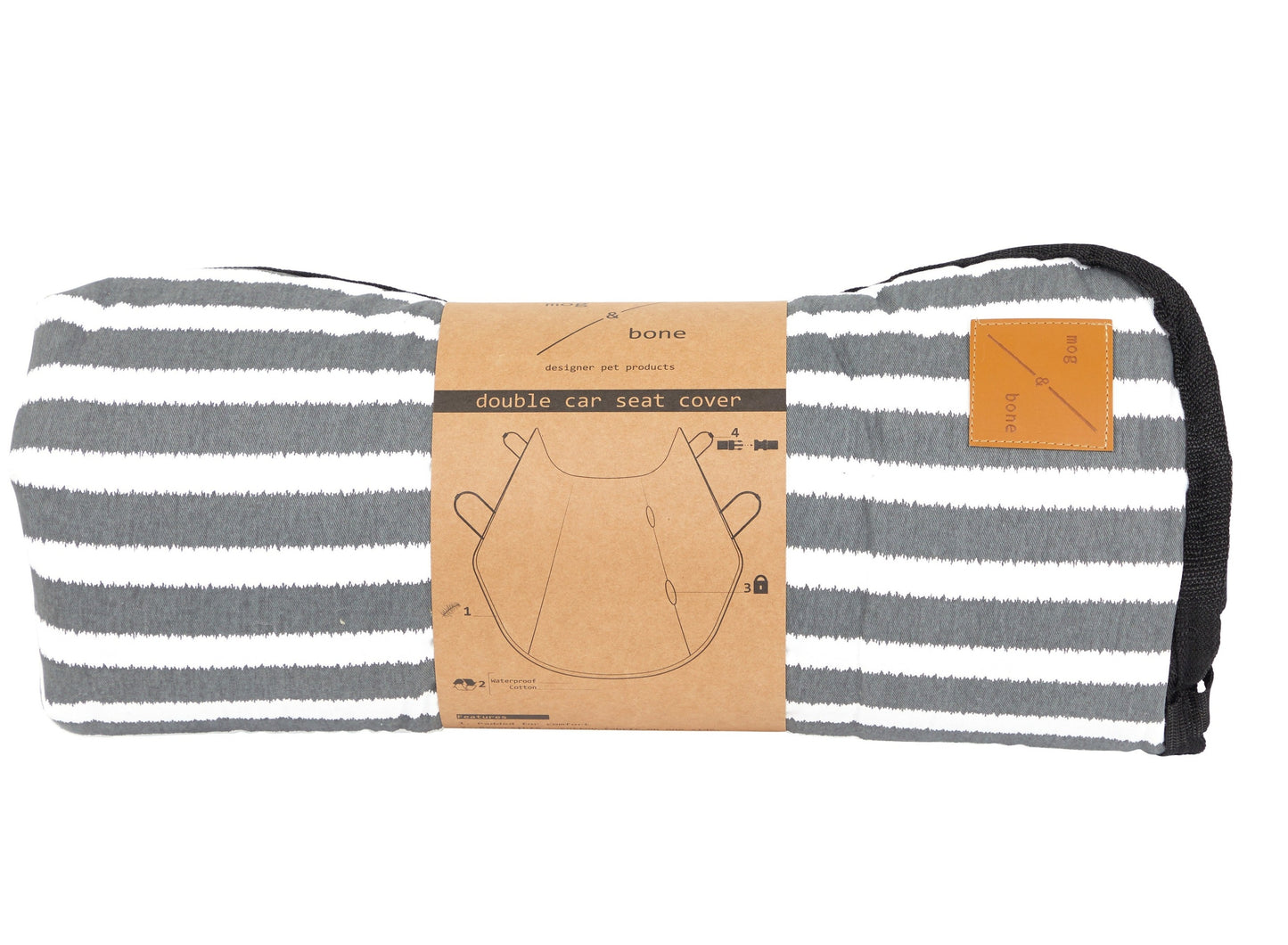 DogMog and Bone Designer Car Seat Cover - Charcoal Hampton Stripe