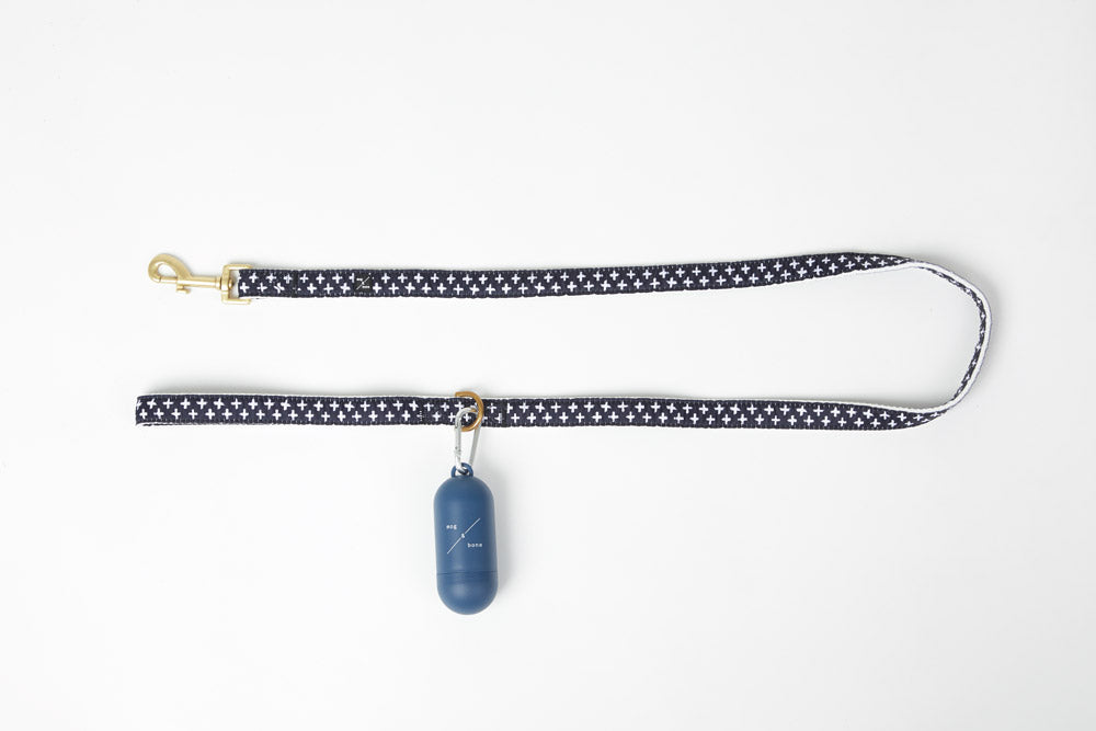 Hemp Dog Lead - Navy Cross Print