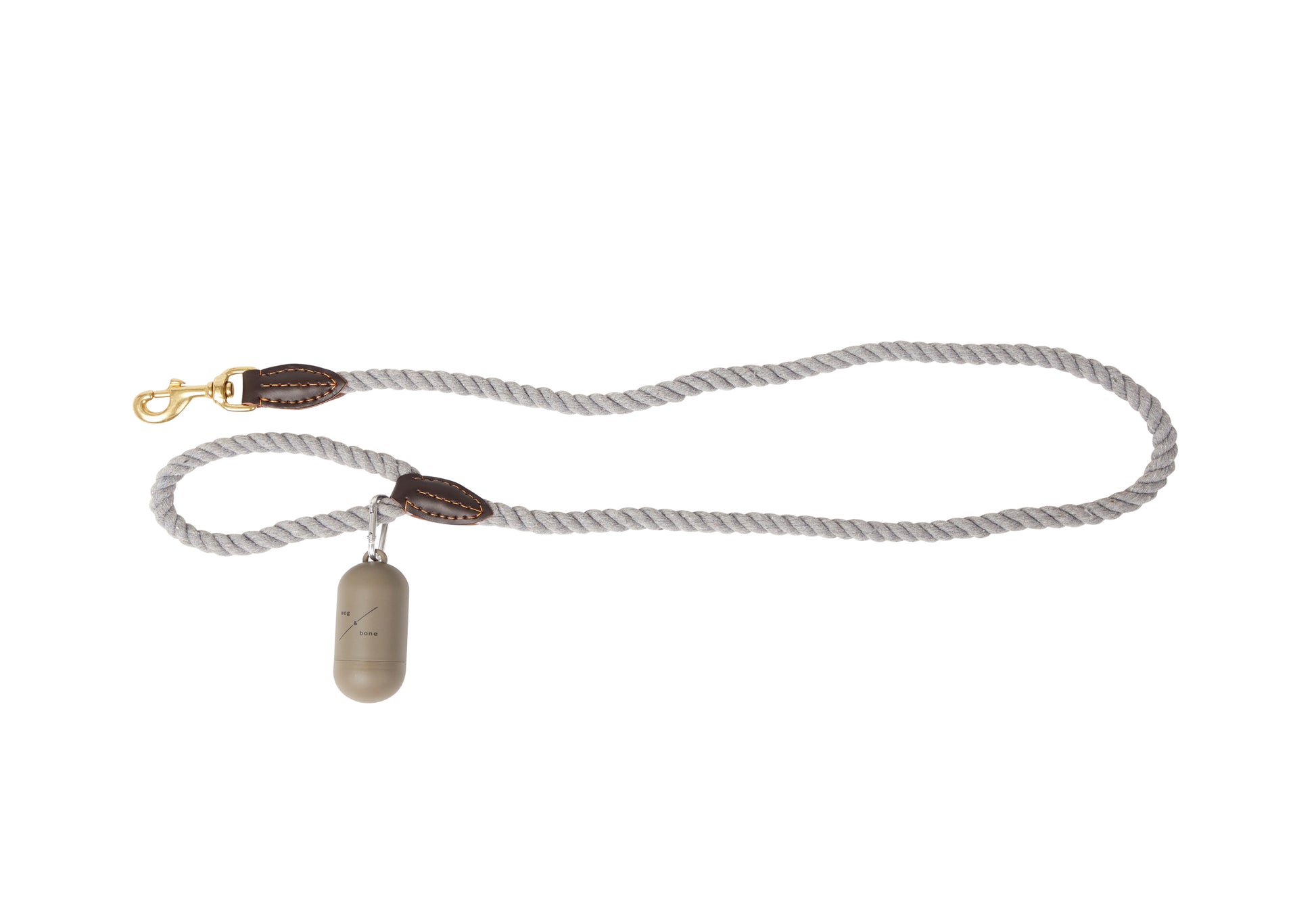 Mog and Bone Classic Rope Dog Lead (1.2m) and Dog Waste Bag - Grey