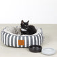 Cat Bed  - Reversible - Charcoal Hamptons Stripe