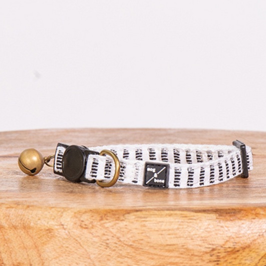 Cat Collar - Hemp - Black Mosaic Print