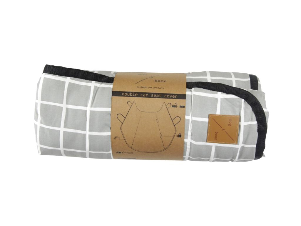 Mog and Bone Designer Dog Car Seat Cover - Grey Check