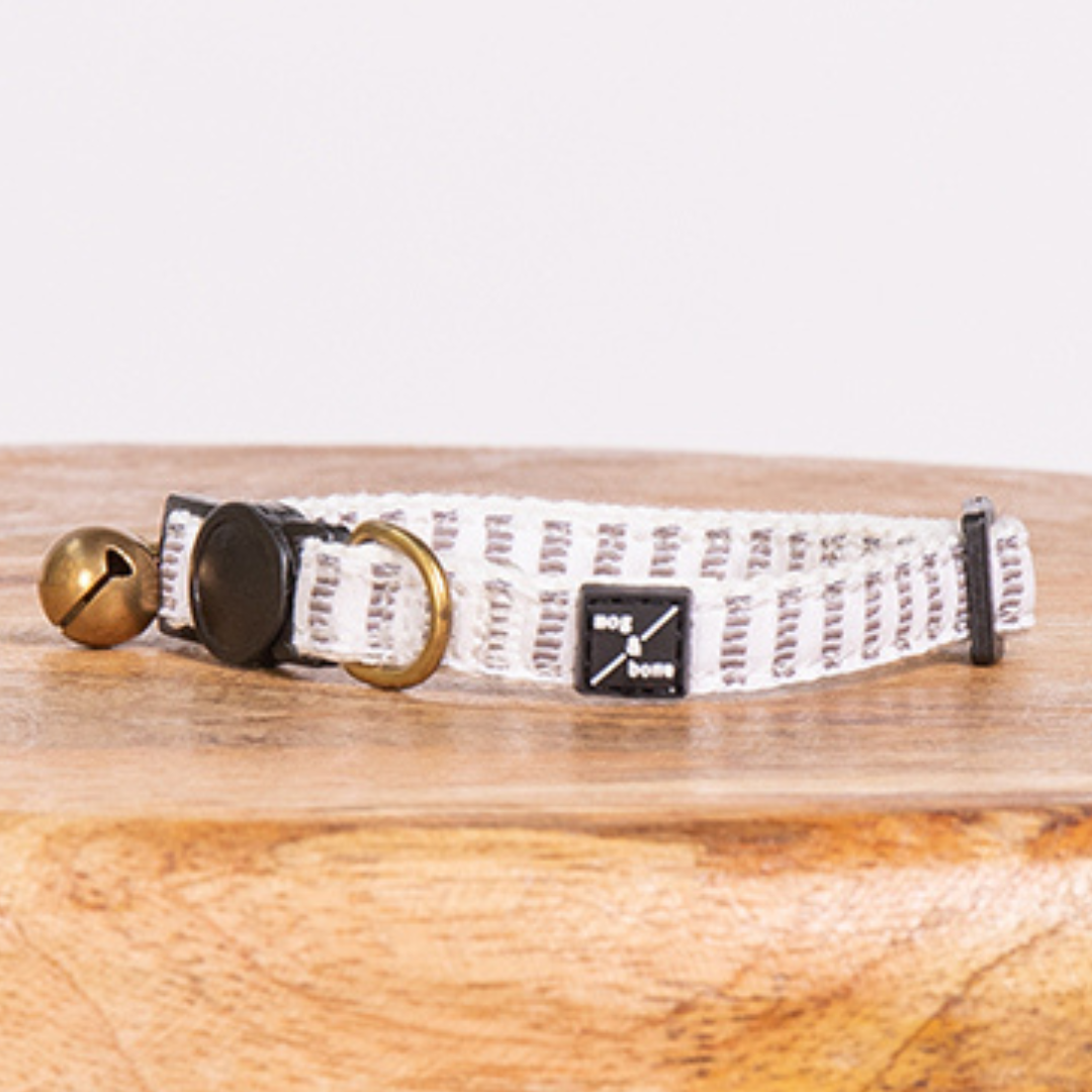 Cat Collar - Hemp - Latte Mosaic Print