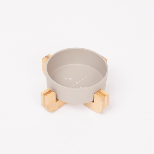 Bamboo Cat Bowl - Single with Stand - Mocha