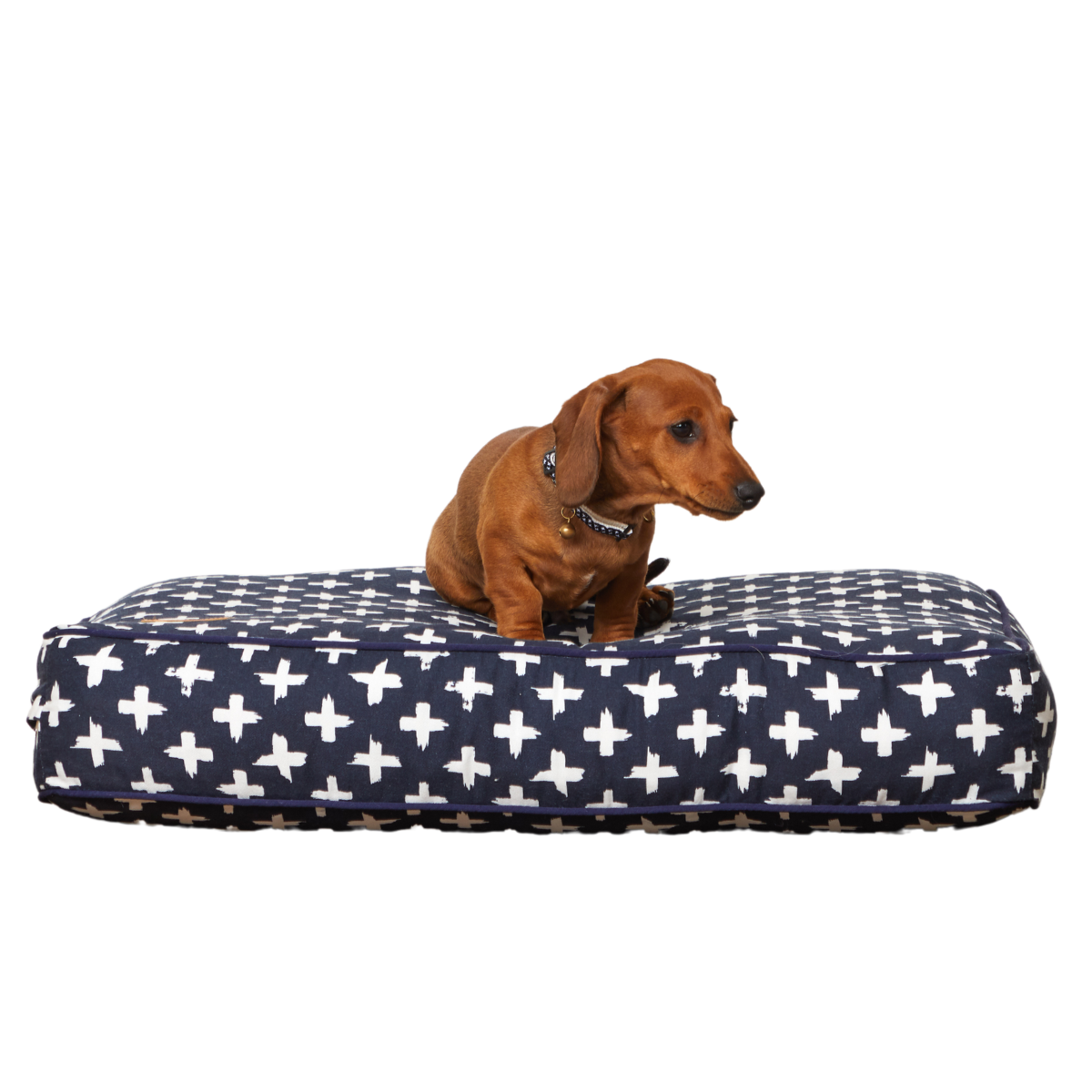 Cushion Dog Bed - Navy Cross Print