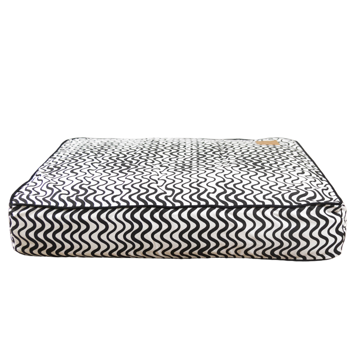 Cushion Dog Bed - Black Wave Print