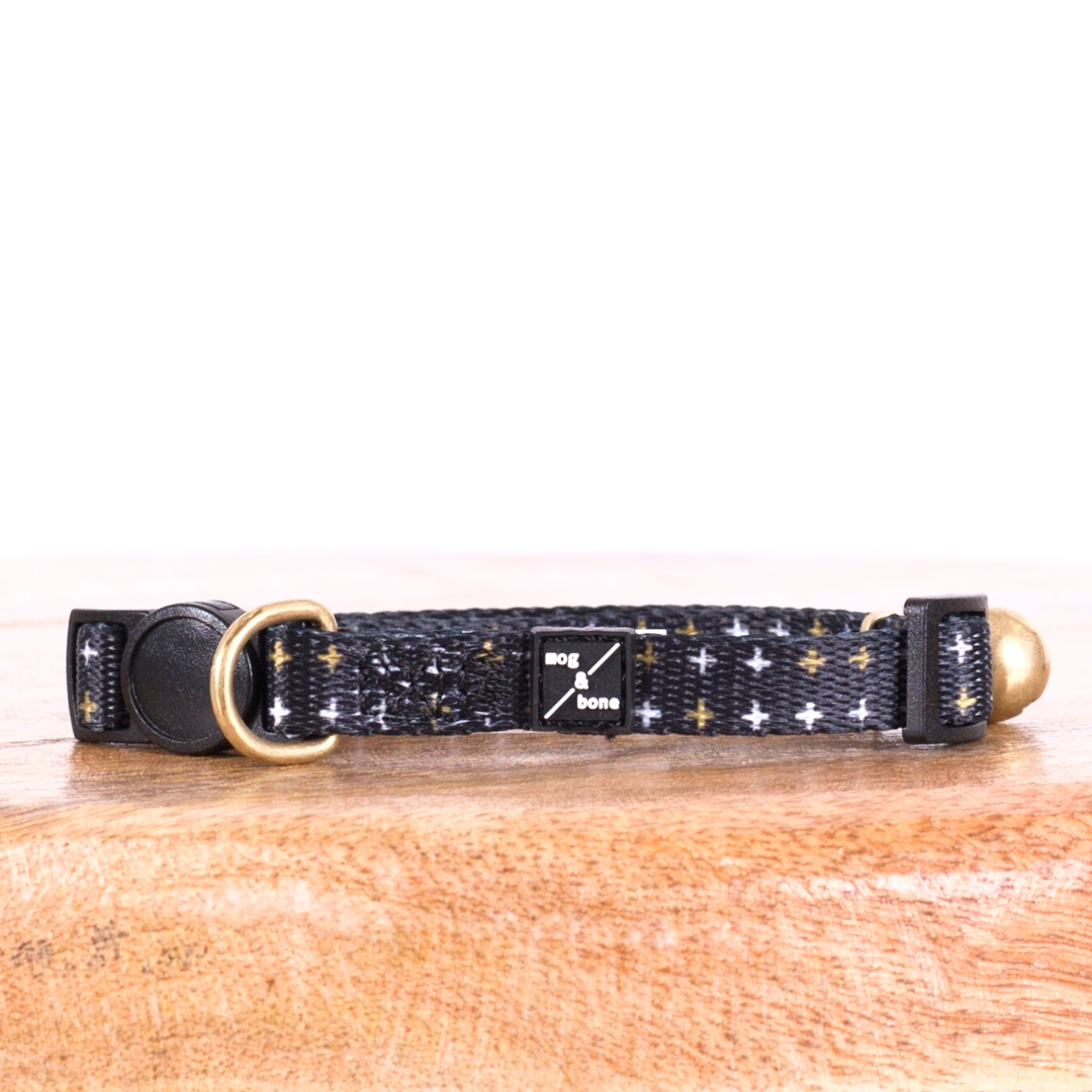 Cat Collar - Neoprene - Black Metallic Cross Print