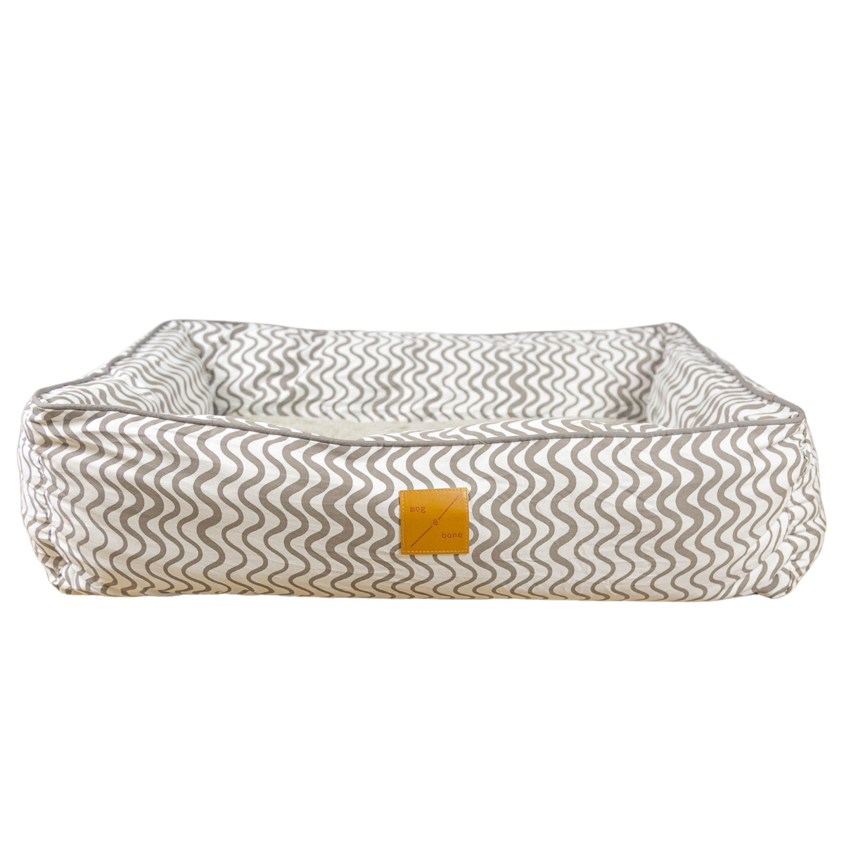 Bolster Dog Bed - Mocha Wave Print