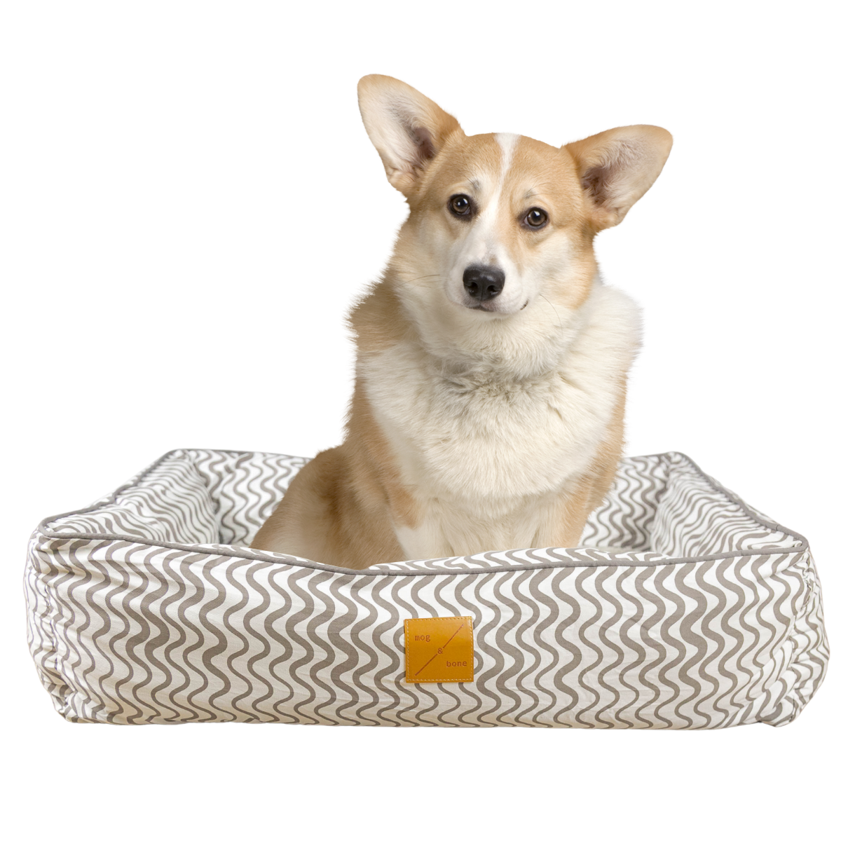 Bolster Dog Bed - Mocha Wave Print