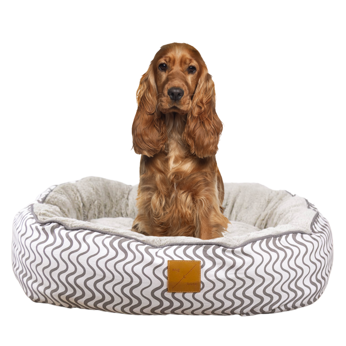 4 Seasons Reversible Circular Dog Bed - Mocha Wave Print