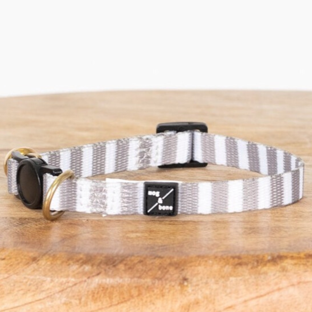 Cat Collar - Neoprene - Latte Hamptons Stripe