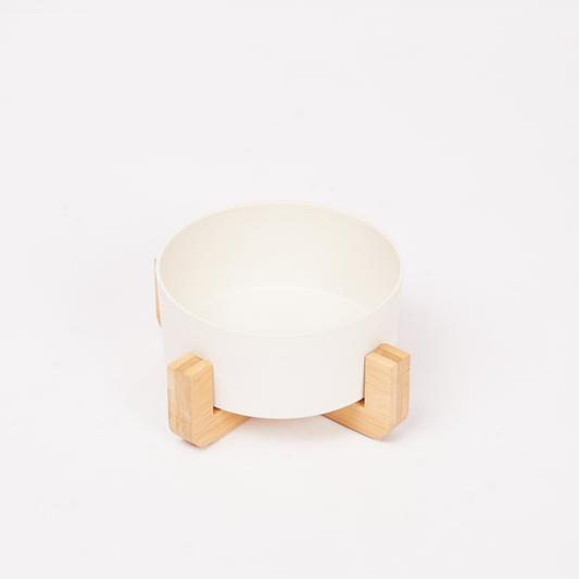 Bamboo Dog Bowl -Single with Stand - Natural