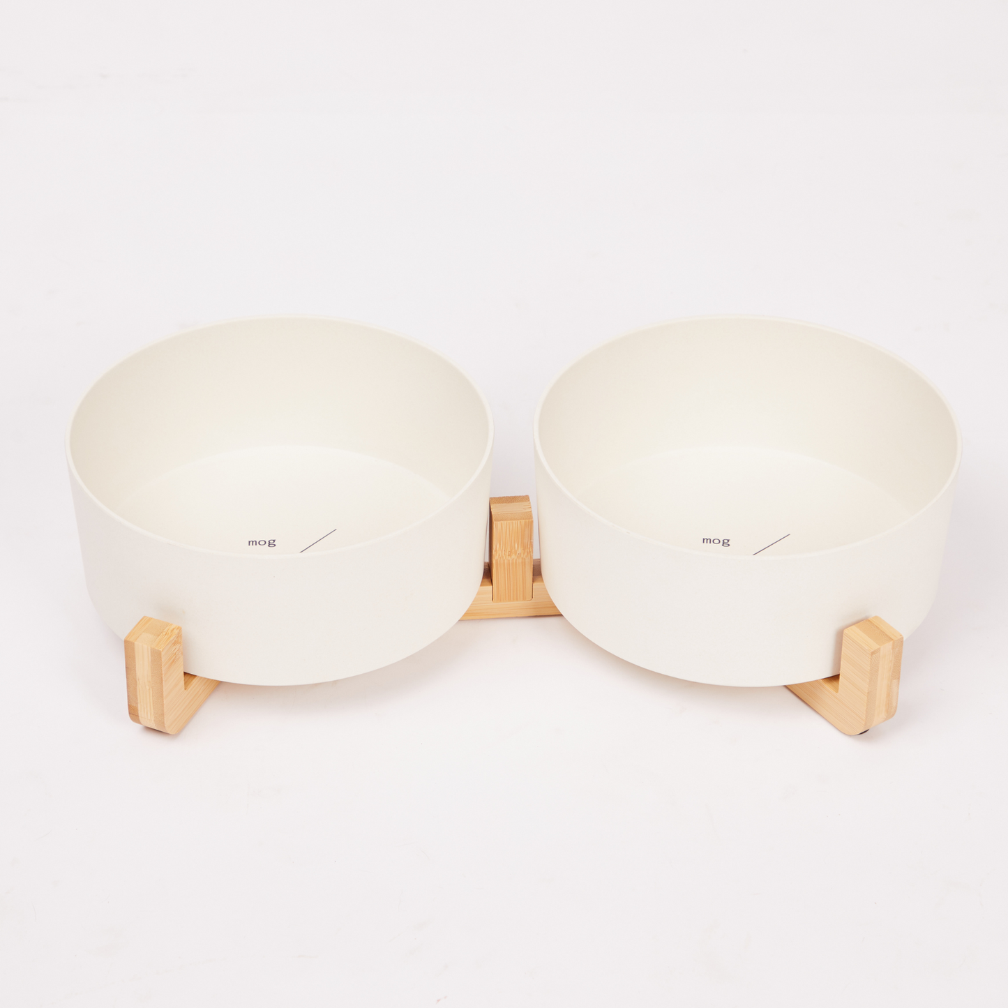 Bamboo Dog Bowls - Double with Stand - Natural