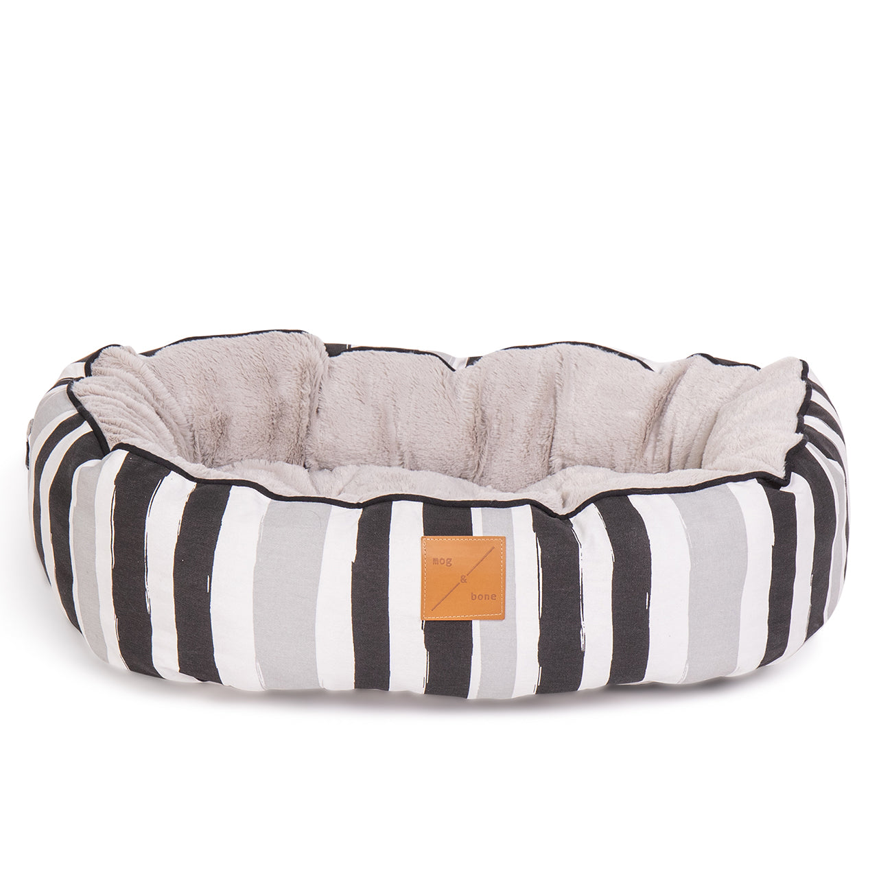 Mog & Bone Pet Products 4 Seasons Reversible Circular Dog Bed - Pebble Black Brush Stroke Print
