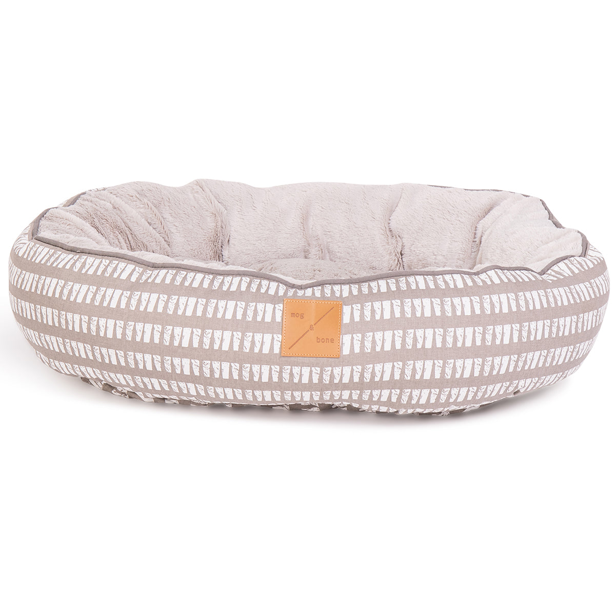 Mog & Bone 4 Seasons Reversible Circular Dog Bed - Latte Inverse Mosaic Print